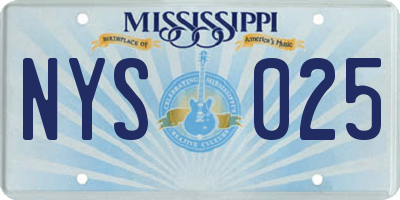 MS license plate NYS025
