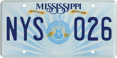 MS license plate NYS026