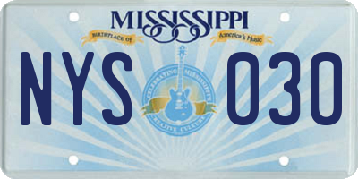 MS license plate NYS030