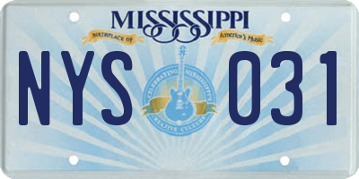 MS license plate NYS031