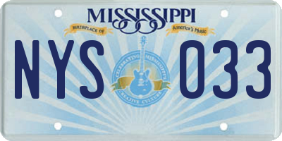 MS license plate NYS033