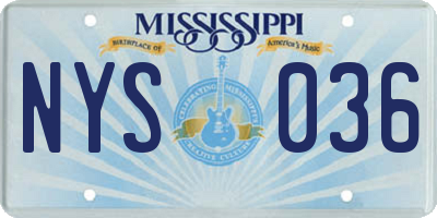 MS license plate NYS036