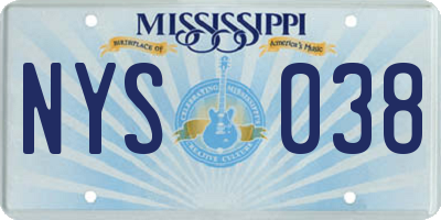 MS license plate NYS038
