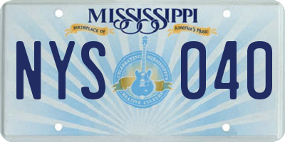 MS license plate NYS040