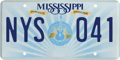 MS license plate NYS041