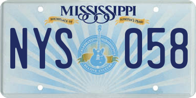 MS license plate NYS058