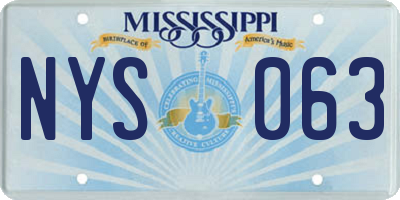 MS license plate NYS063