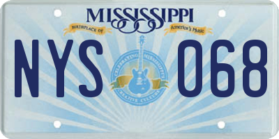 MS license plate NYS068