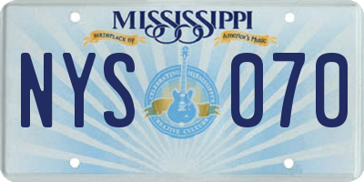 MS license plate NYS070