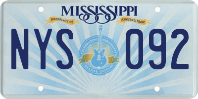 MS license plate NYS092