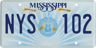 MS license plate NYS102