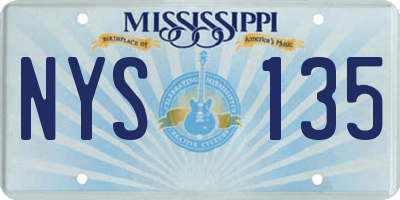 MS license plate NYS135