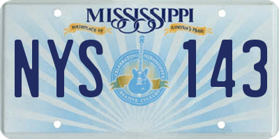 MS license plate NYS143