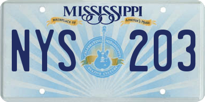 MS license plate NYS203