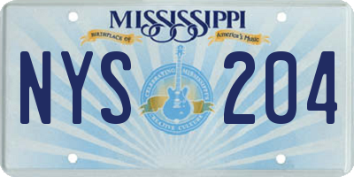 MS license plate NYS204