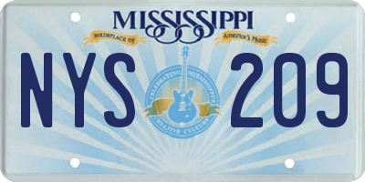 MS license plate NYS209