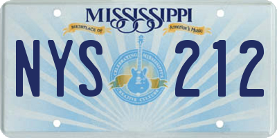 MS license plate NYS212