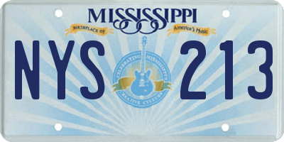 MS license plate NYS213