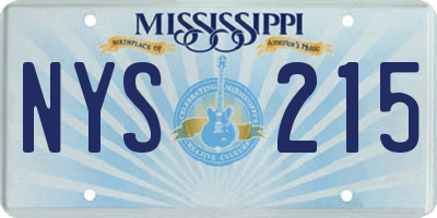 MS license plate NYS215