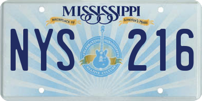 MS license plate NYS216