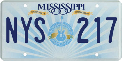 MS license plate NYS217