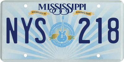 MS license plate NYS218