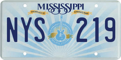 MS license plate NYS219
