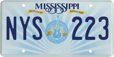 MS license plate NYS223