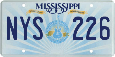 MS license plate NYS226
