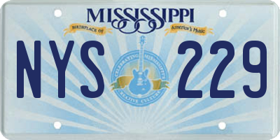 MS license plate NYS229
