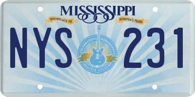 MS license plate NYS231