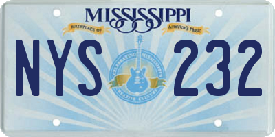 MS license plate NYS232