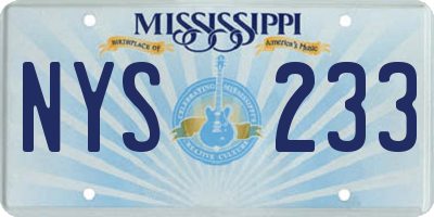 MS license plate NYS233