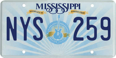 MS license plate NYS259