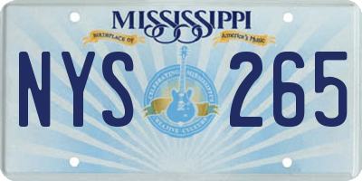 MS license plate NYS265