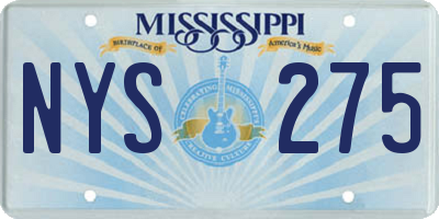 MS license plate NYS275