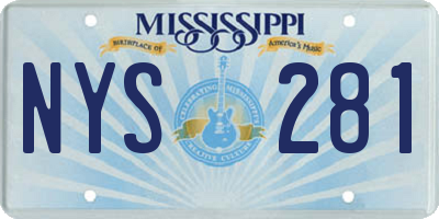 MS license plate NYS281
