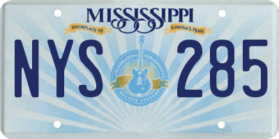 MS license plate NYS285