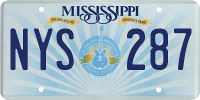 MS license plate NYS287