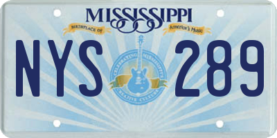 MS license plate NYS289