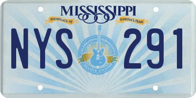 MS license plate NYS291