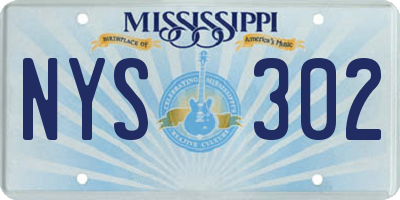 MS license plate NYS302