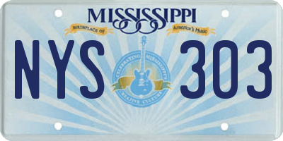 MS license plate NYS303