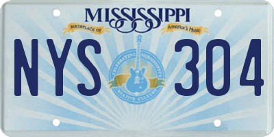 MS license plate NYS304