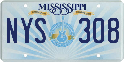MS license plate NYS308