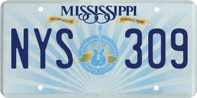 MS license plate NYS309
