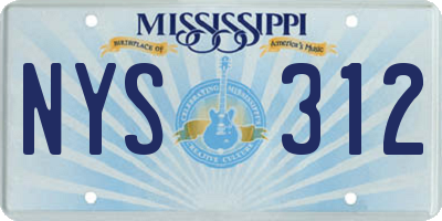 MS license plate NYS312
