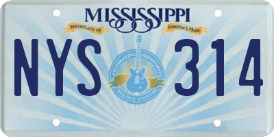 MS license plate NYS314