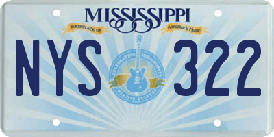 MS license plate NYS322