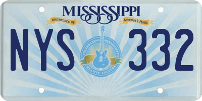 MS license plate NYS332